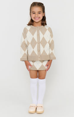 Little Cher Skort ~ Neutral Argyle Knit