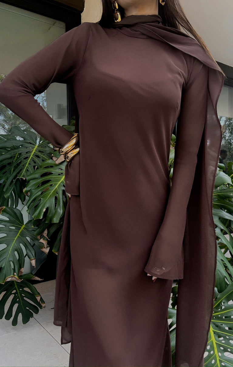 Brandi Maxi Dress ~ Chocolate Chiffon