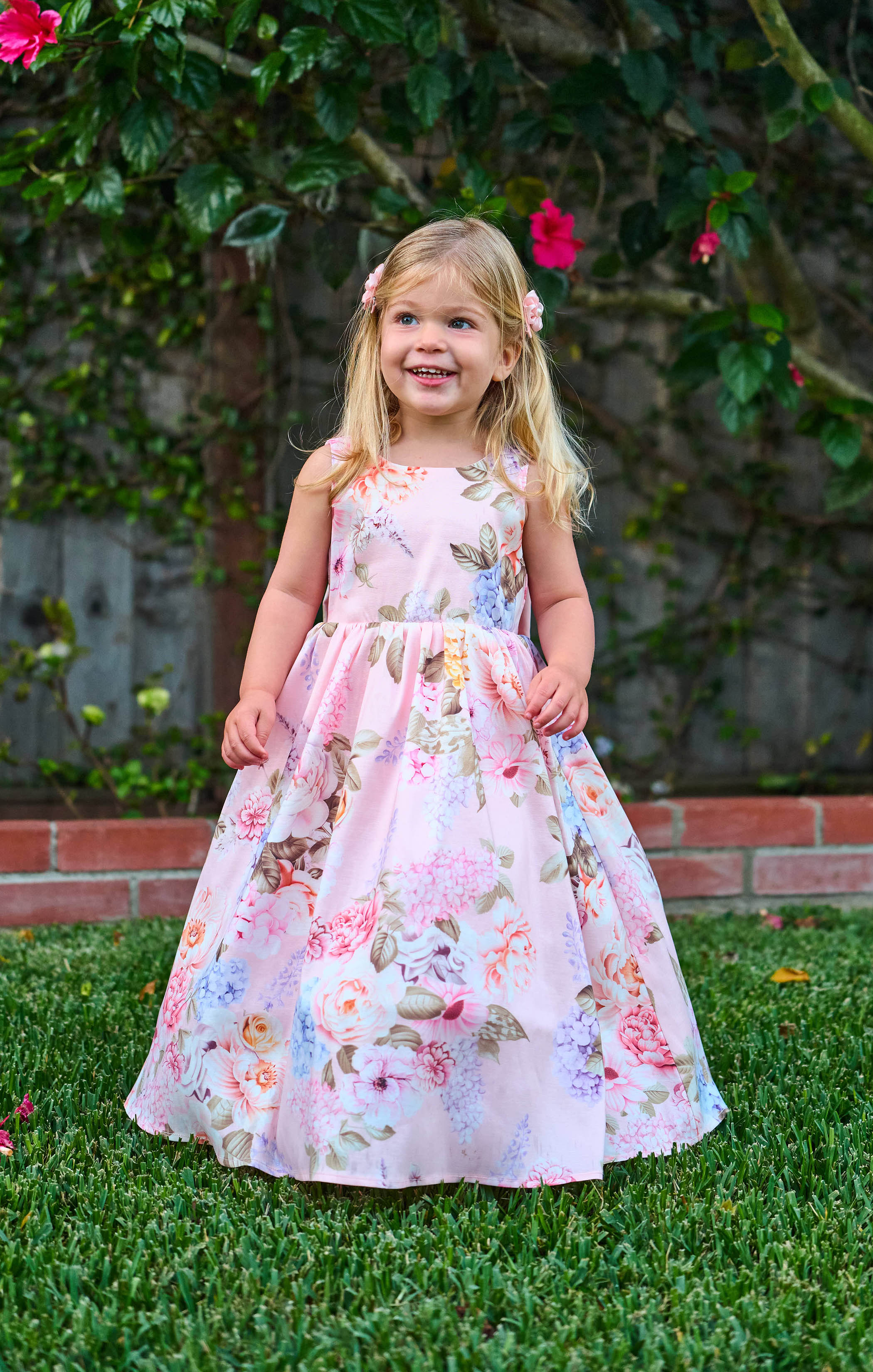 Flower Girl Dress, in Powder Pink Blooms Taffeta, Size: 6Y | Show Me Your Mumu