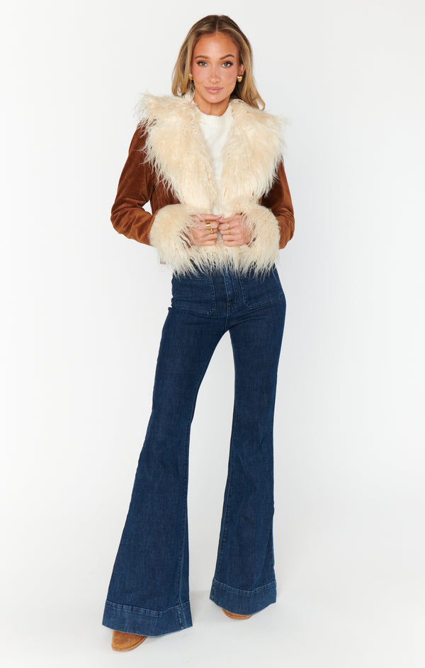 Penny Lane Cropped Coat ~ Saddle Brown Cord w/Faux Fur – Show Me Your Mumu