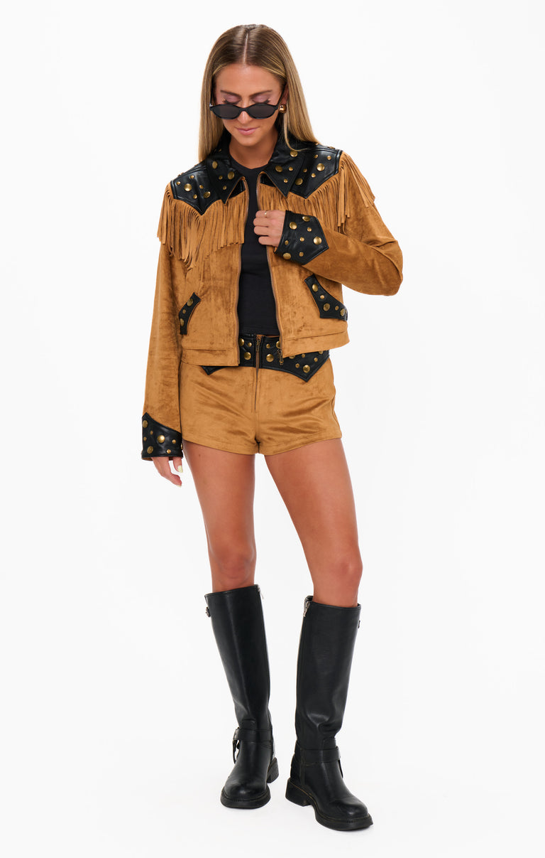 Wilson Jacket ~ Sepia Faux Suede Faux Leather – Show Me Your Mumu