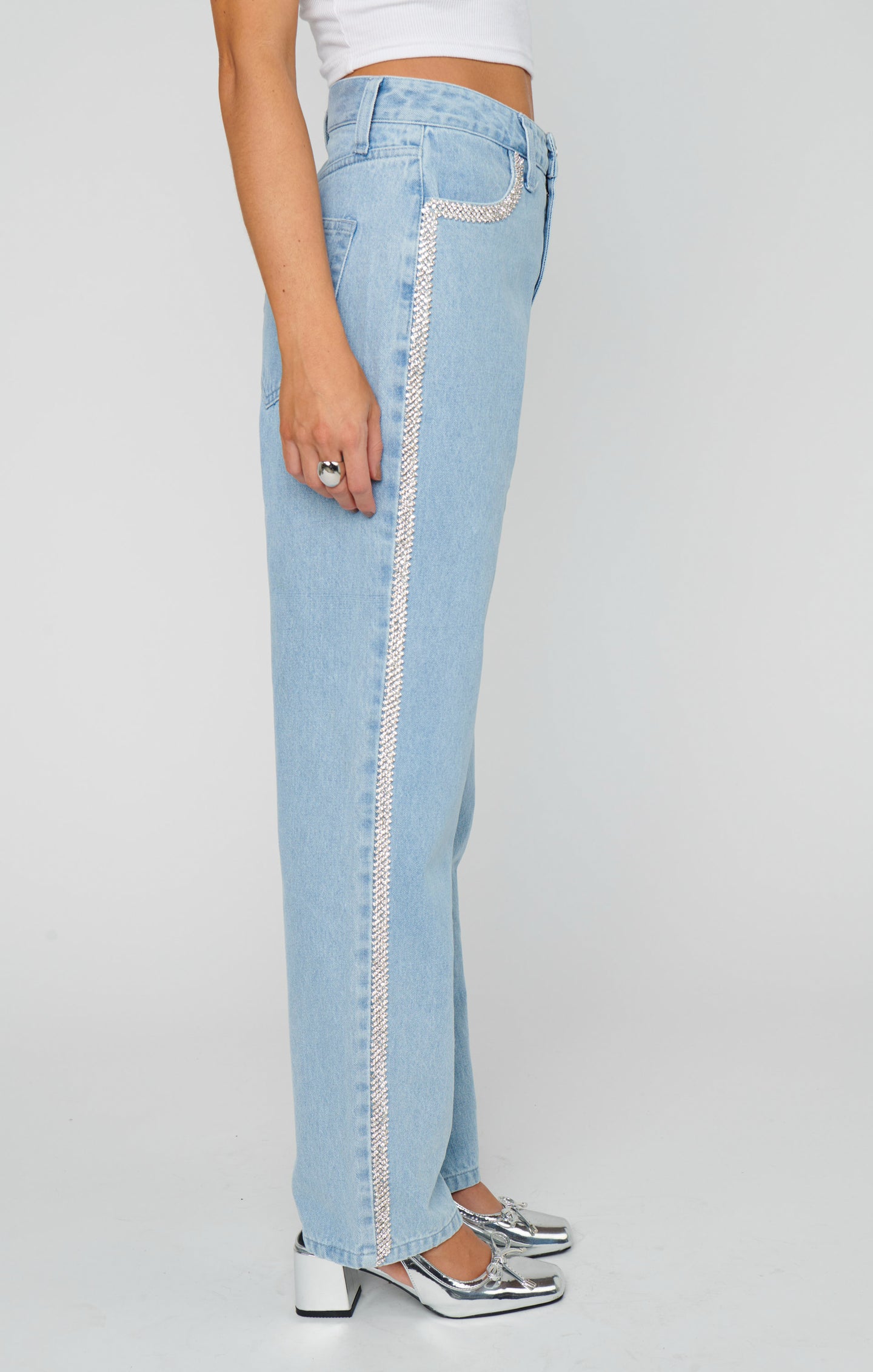 Icon Jeans ~ Indigo with Rhinestone Trim – Show Me Your Mumu