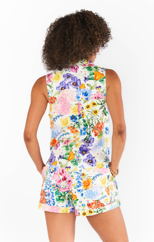 Reno Romper ~ Ivory Botanical Floral Denim – Show Me Your Mumu