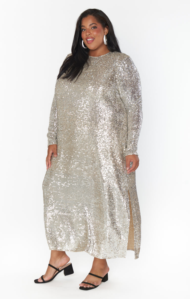 Maddison Dress ~ Platinum Sequins