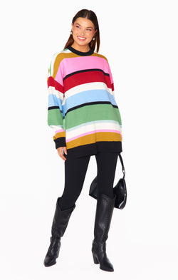 Ember Tunic Sweater ~ Multi Stripe Knit