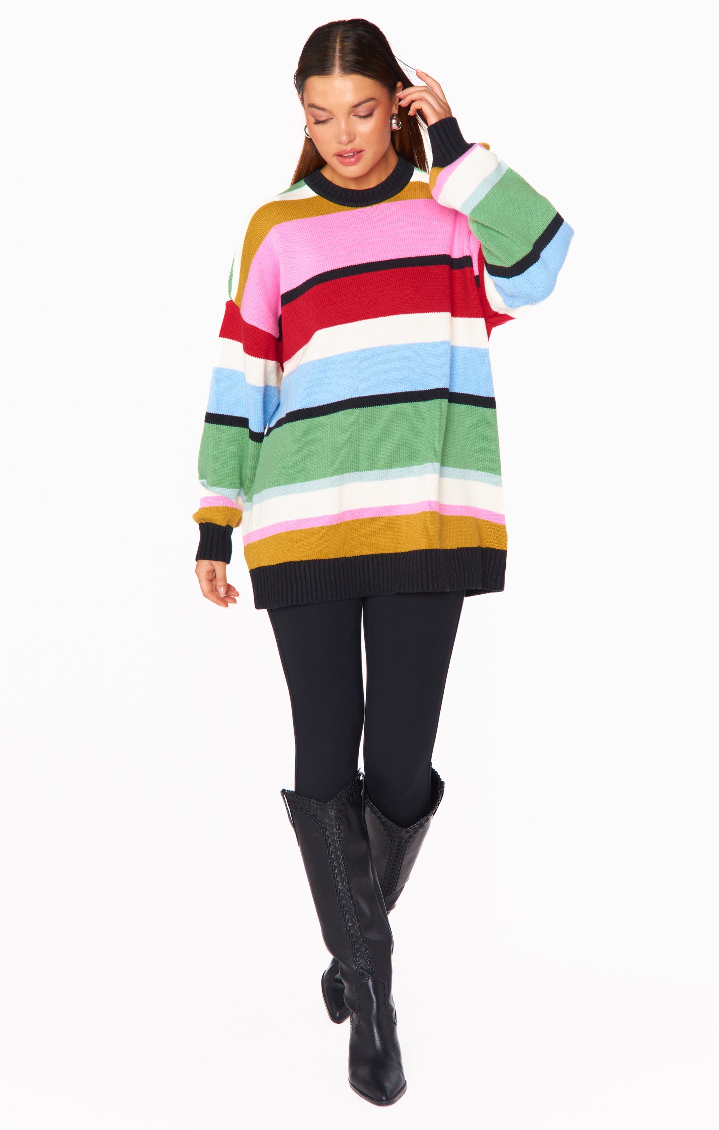 Charli blue multi hot sale striped knit sweater