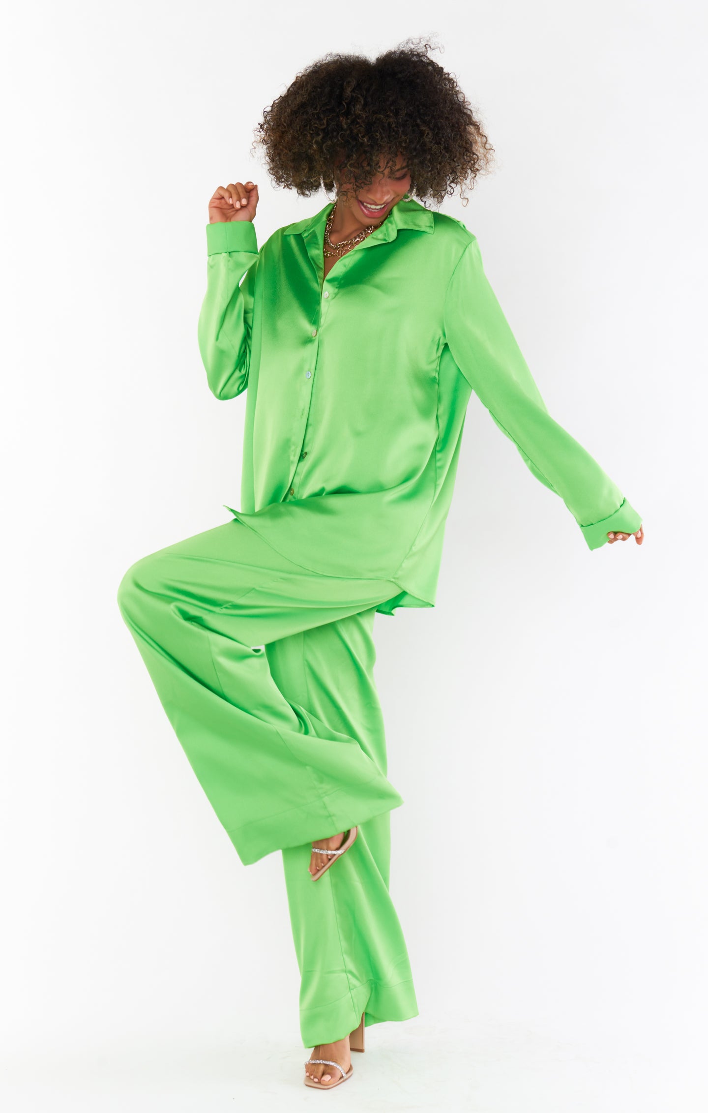 Lime green 2025 silk pajamas