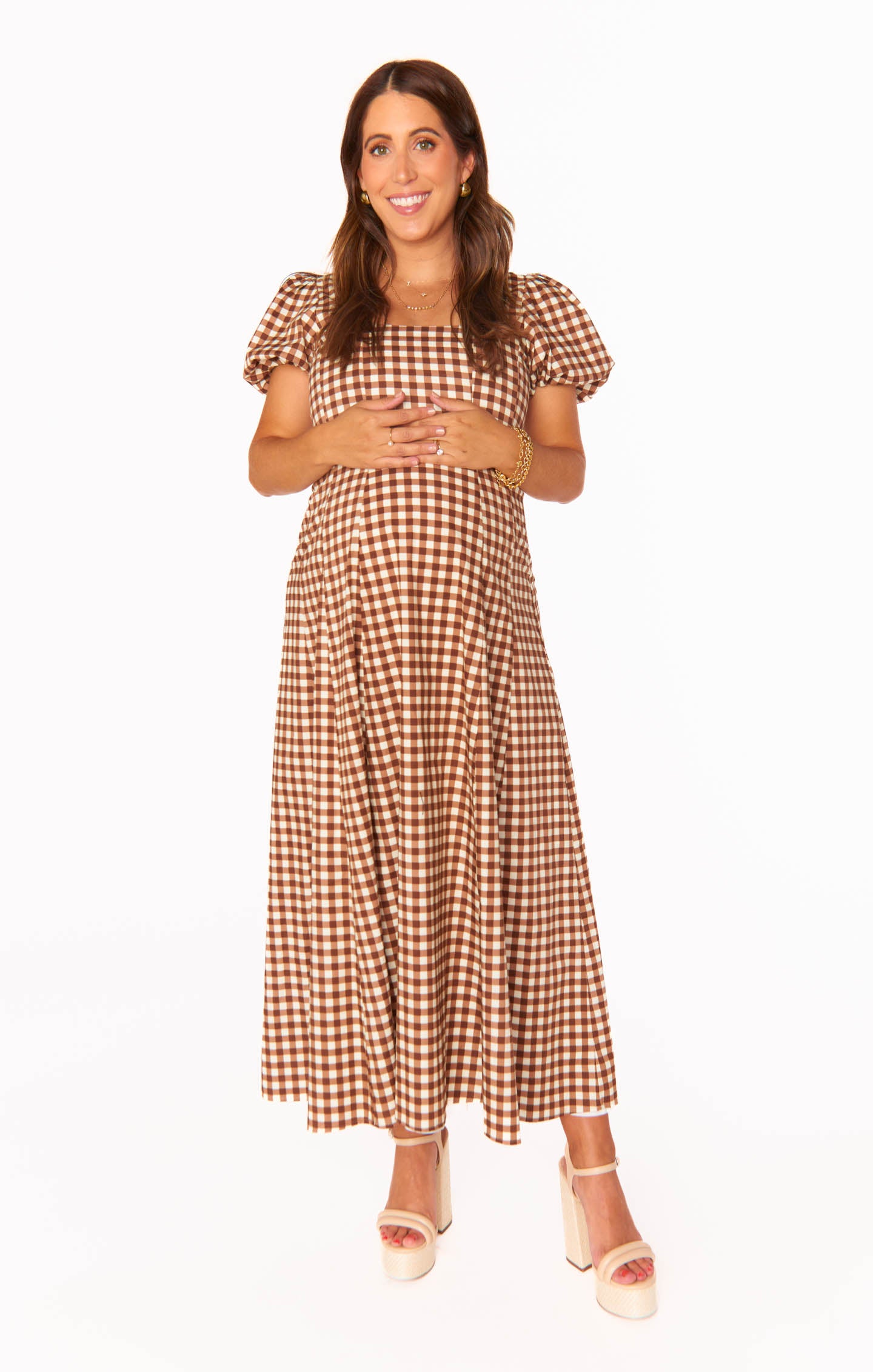 Mia Midi Dress ~ Brown Gingham – Show Me Your Mumu