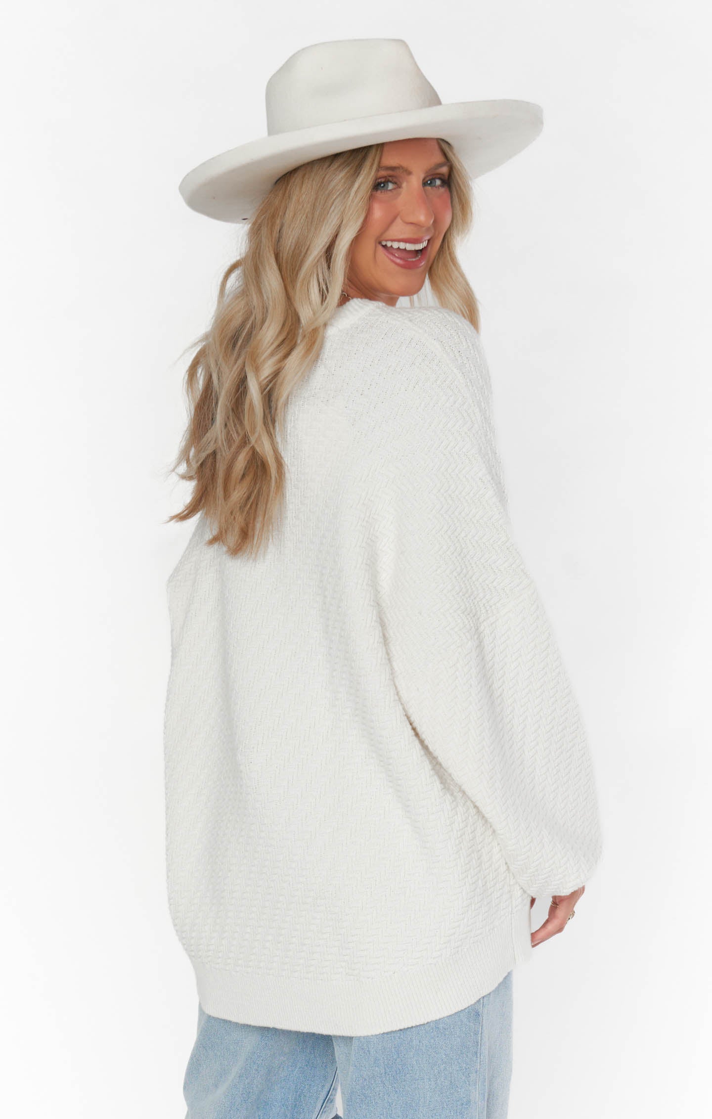 Crosby Sweater ~ White Textured Knit