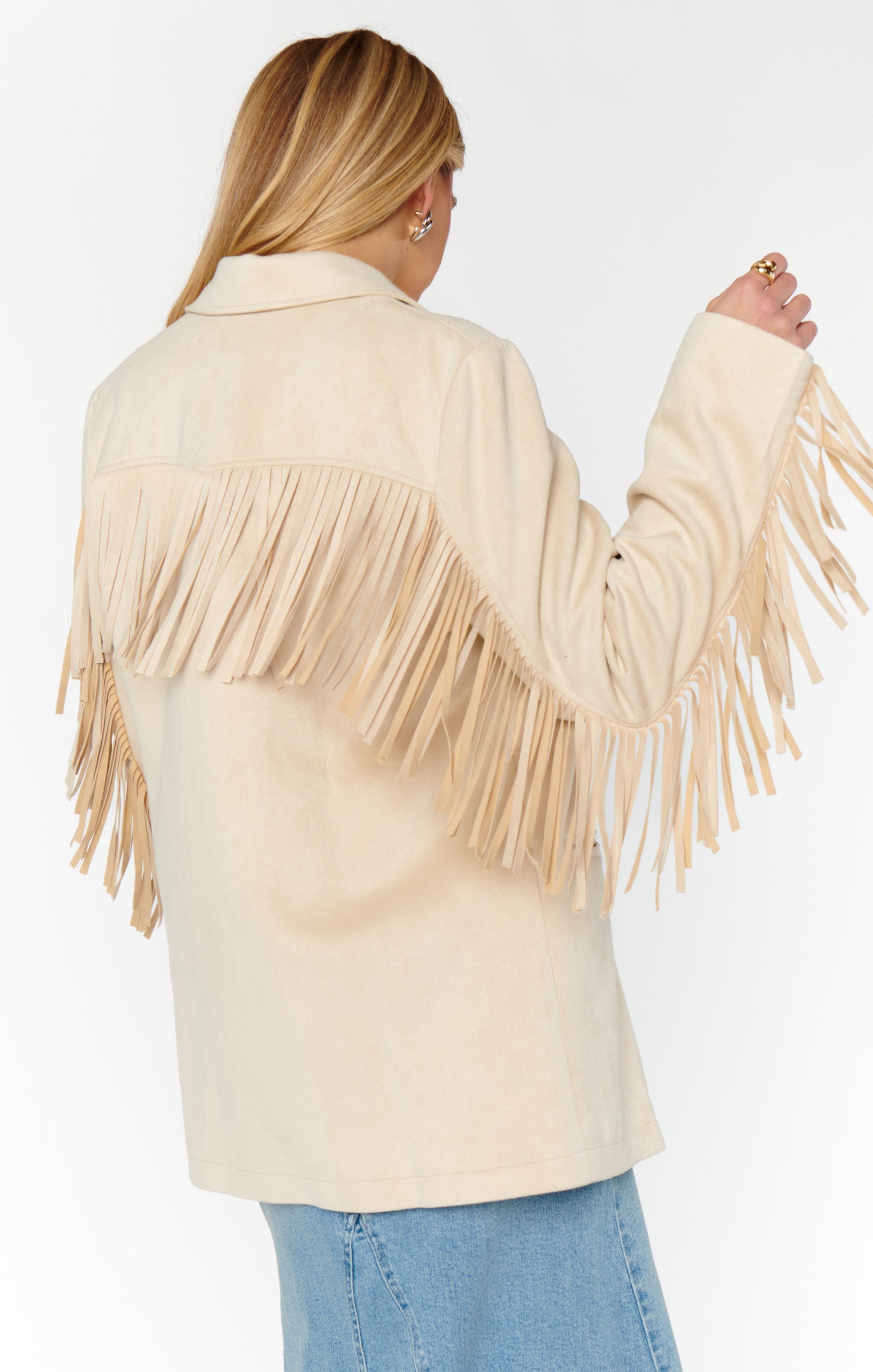 Sierra Fringe Jacket ~ Cream Faux Suede – Show Me Your Mumu