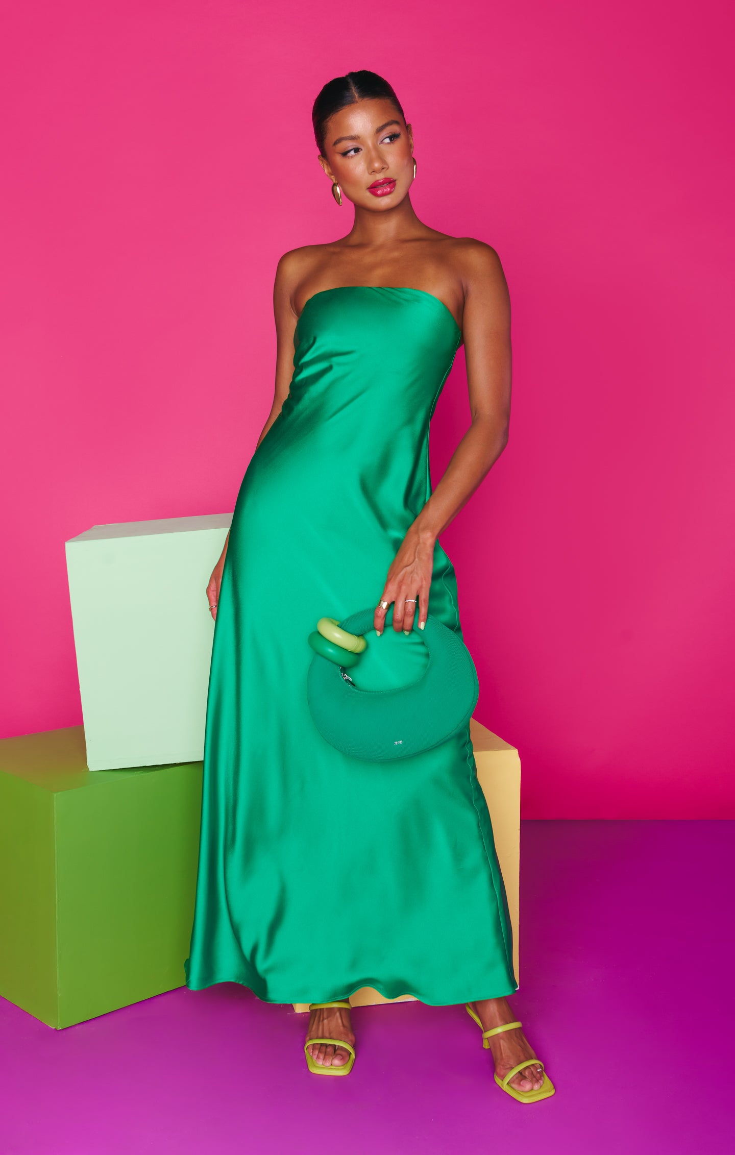 Taylor Tube Dress ~ Clover Green Luxe Satin XS