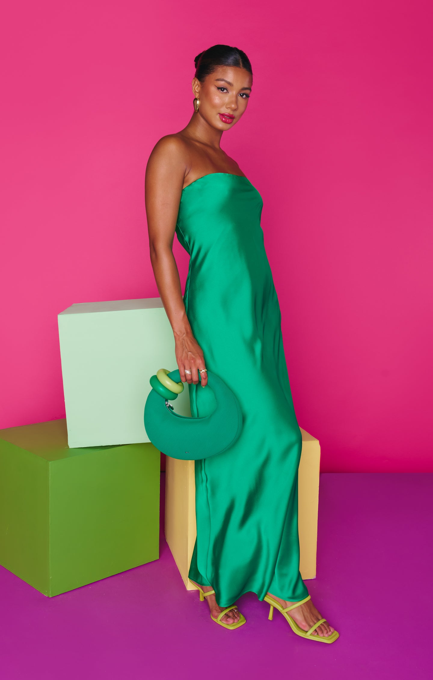 Taylor Tube Dress ~ Clover Green Luxe Satin – Show Me Your Mumu