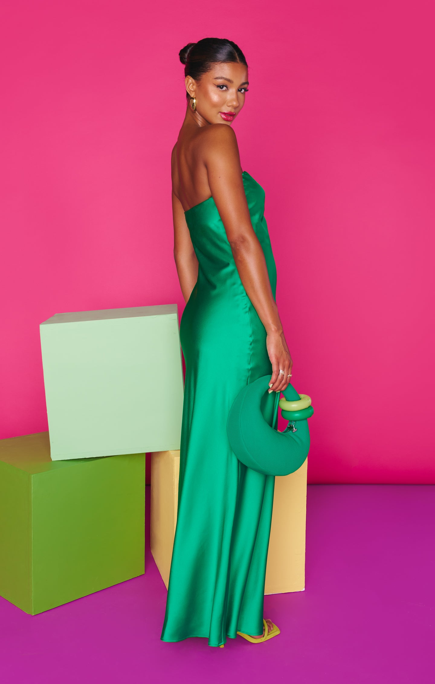 Taylor Tube Dress ~ Clover Green Luxe Satin – Show Me Your Mumu