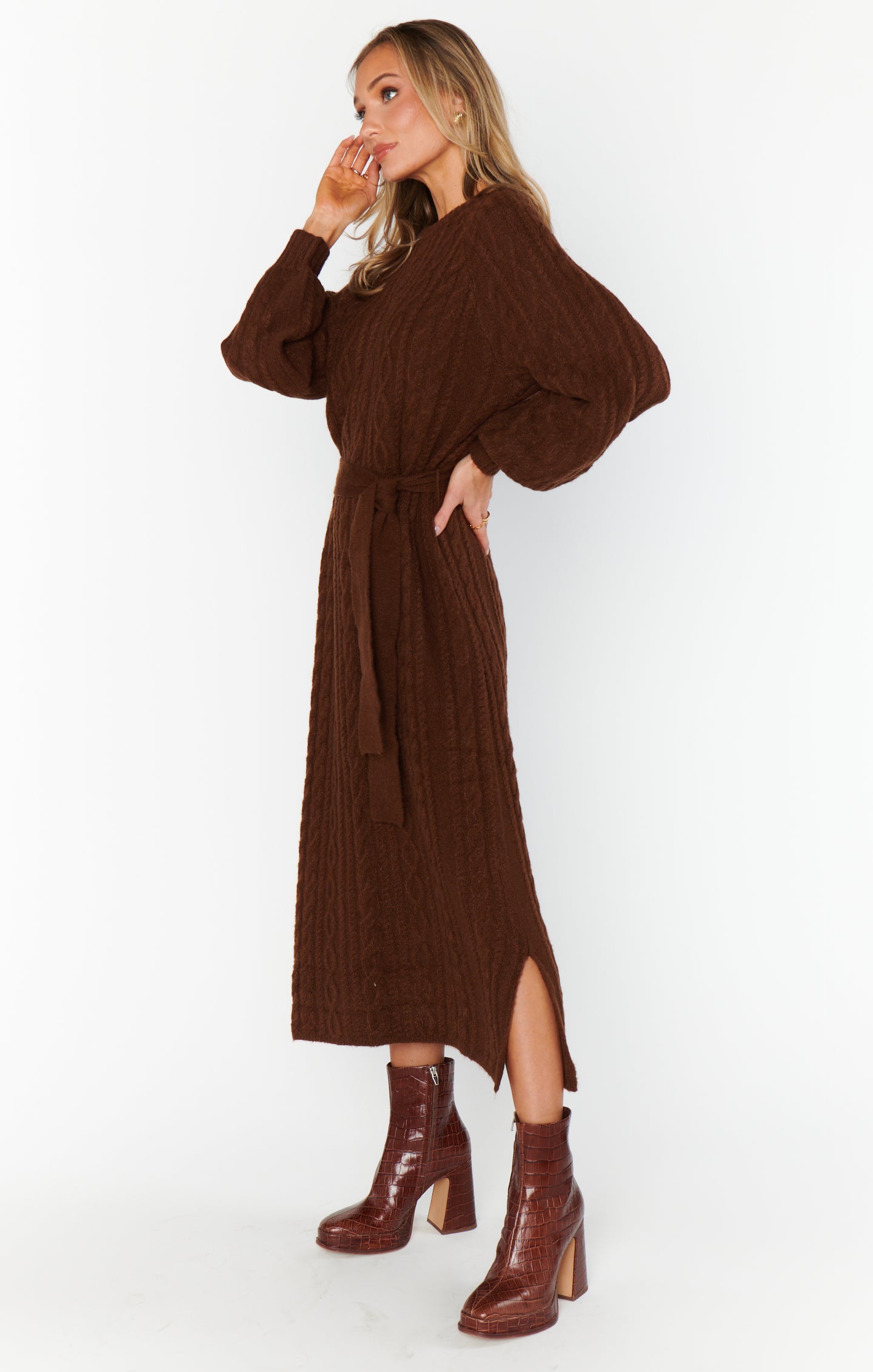 Chocolate brown sweater dress online