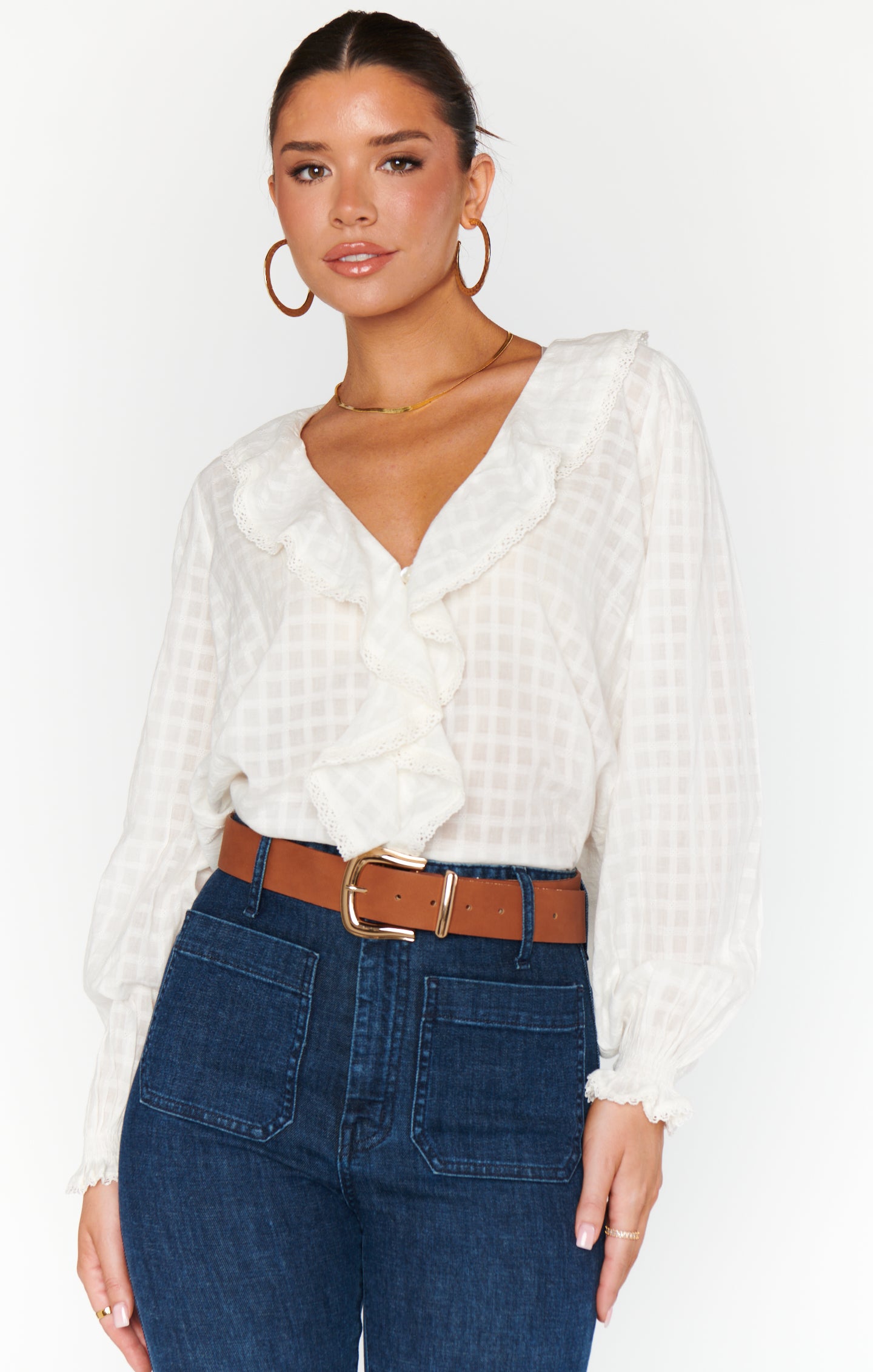 Lydia Ruffle Top ~ White Cotton Voile – Show Me Your Mumu