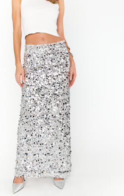 All That Skirt ~ Silver Metallic Sequins