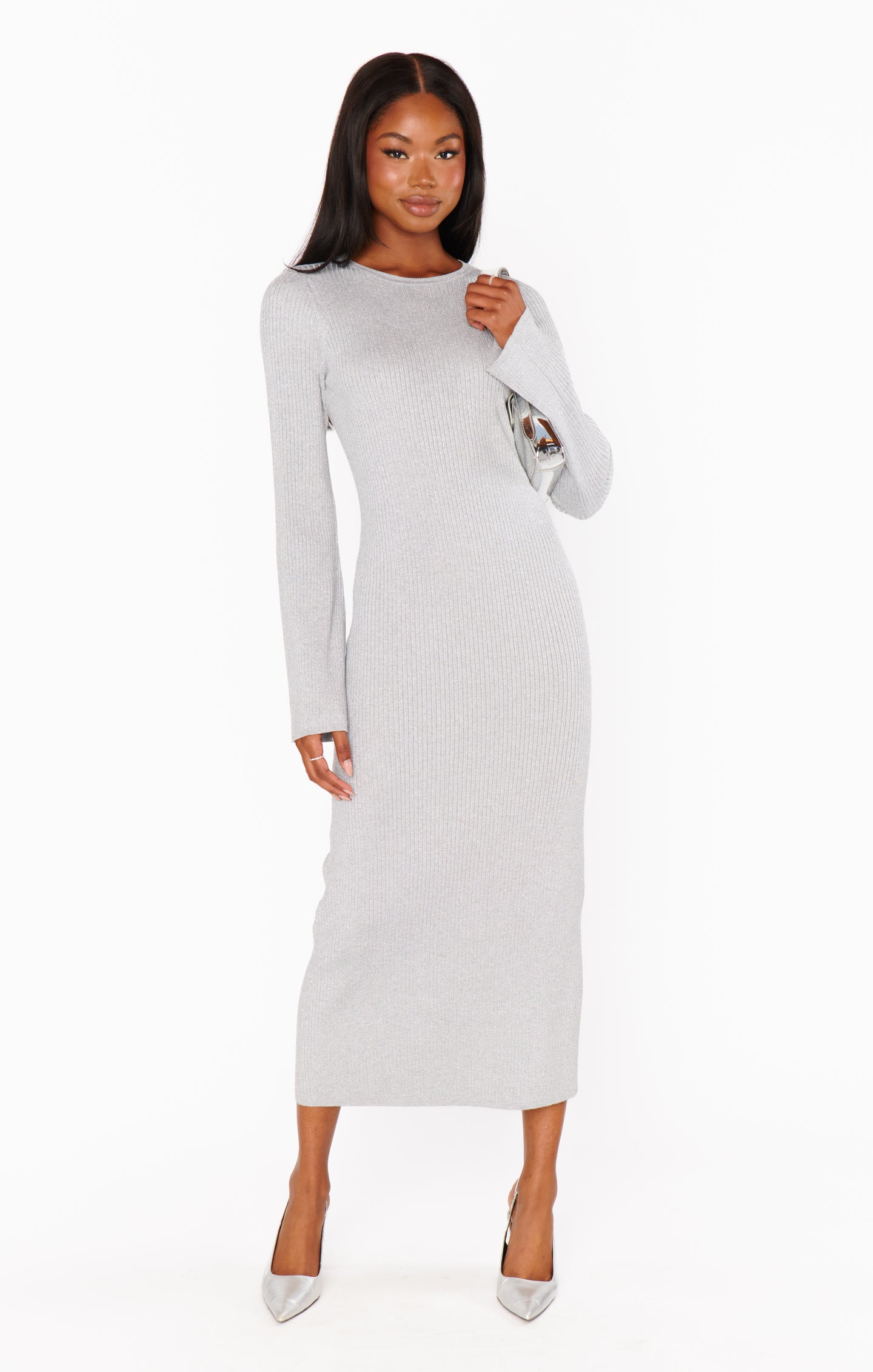 City Dress Silver Shimmer Knit – Show Me Your Mumu