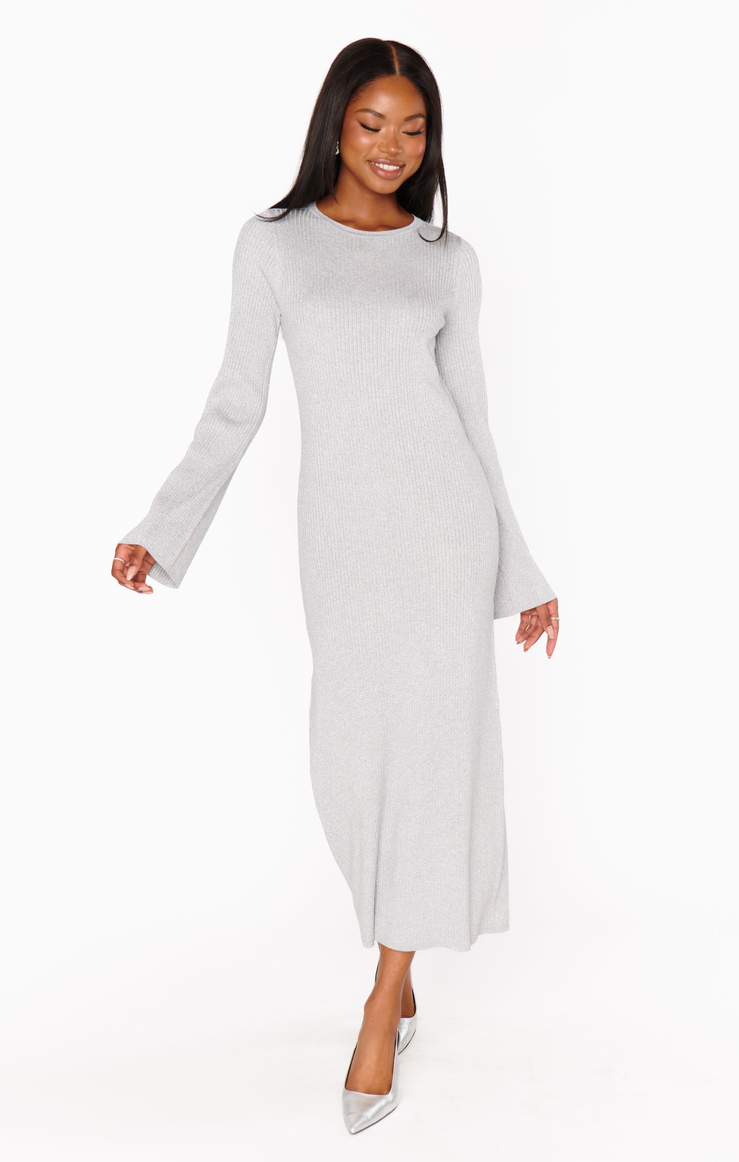 open lace back dress City Dress ~ Silver Shimmer Knit – Show Me Your Mumu