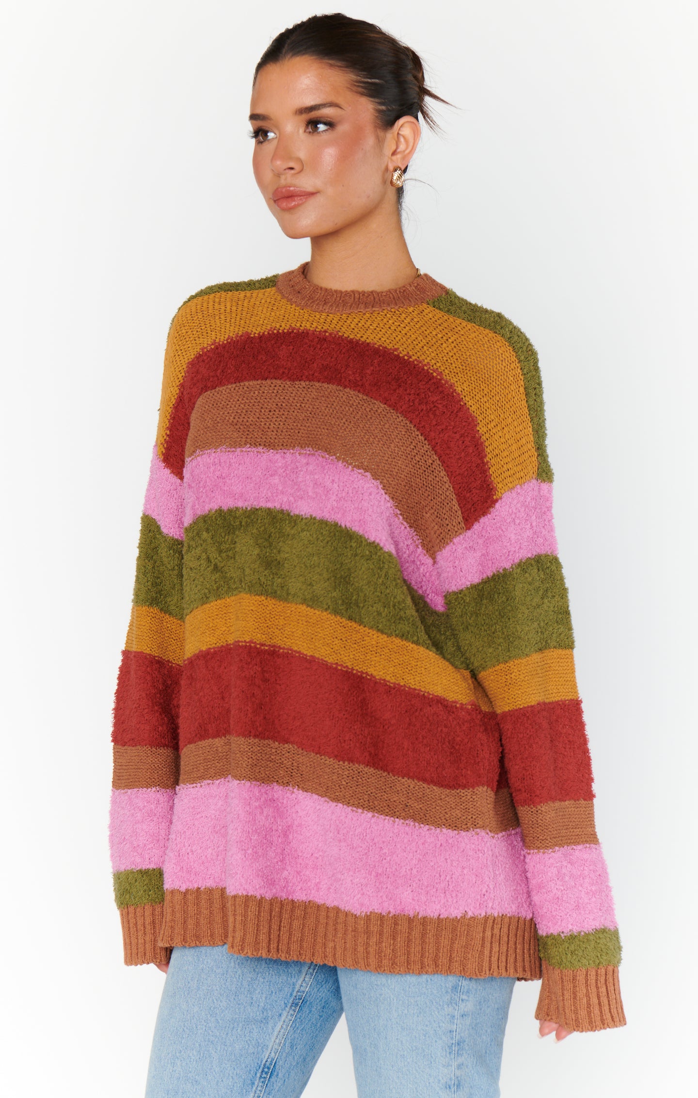 Show Me Your Mumu factory Only One Adore Stripe Knit Sweater In Pink Multi Women's XS