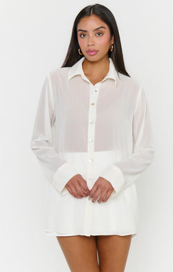 Smith Button Down ~ Wedding Cake Chiffon