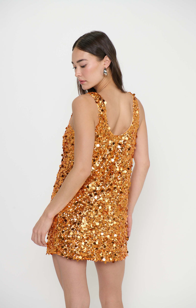 After Hours Mini Dress, in Orange Metallic Sequins, Size: Large | Show Me Your Mumu After Hours Mini Dress, in Orange Metallic Sequins, Size: Large | Show Me Your Mumu