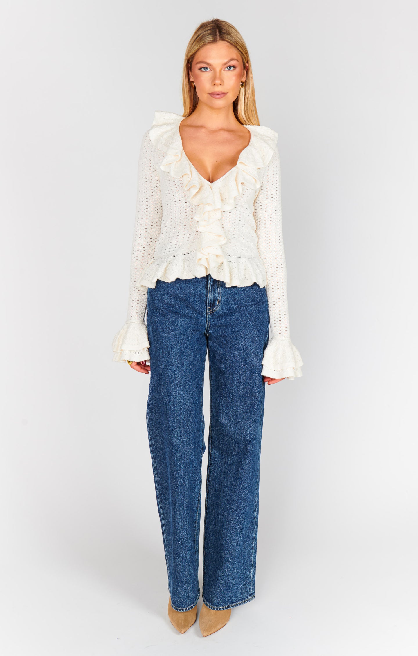 JUEMI【Marble Cache-coeur Knit Top】 Marley Top ~ Cream Pointelle Knit – Show Me Your Mumu