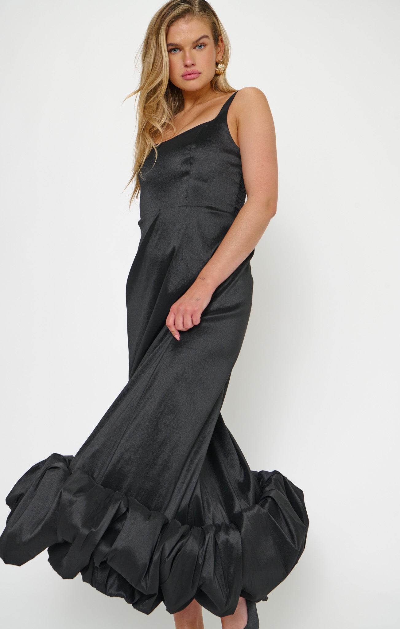 rebecca black dress Midi Dress, in Taffeta, Size: Large | Show Me Your Mumu Bust:30 Little Black Midi Dress elevated button blue color dresses