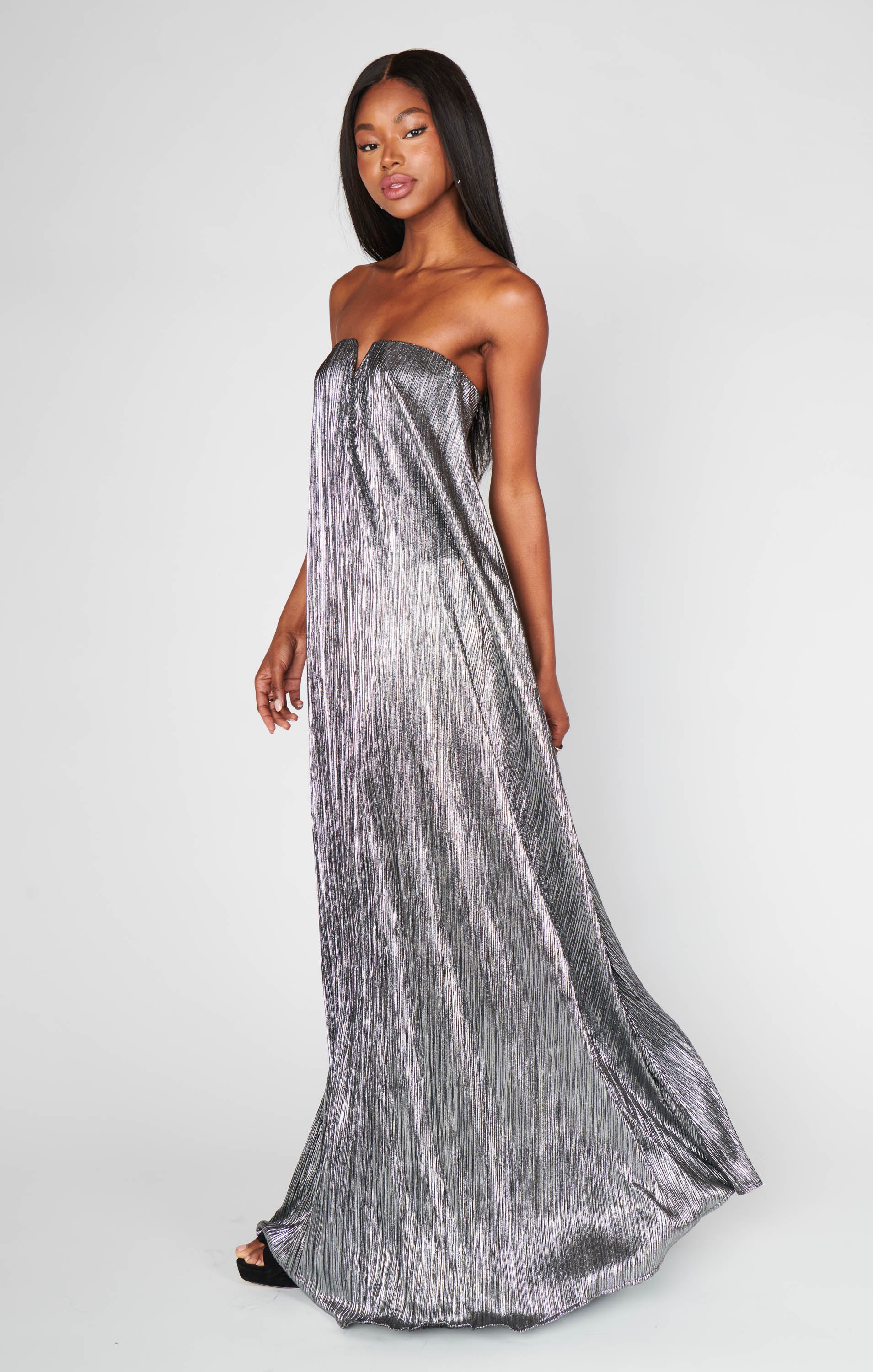 Athena Maxi Dress ~ Pleated Silver Show Me Your Mumu Athena Maxi Dress ~ Pleated Silver Show Me Your Mumu