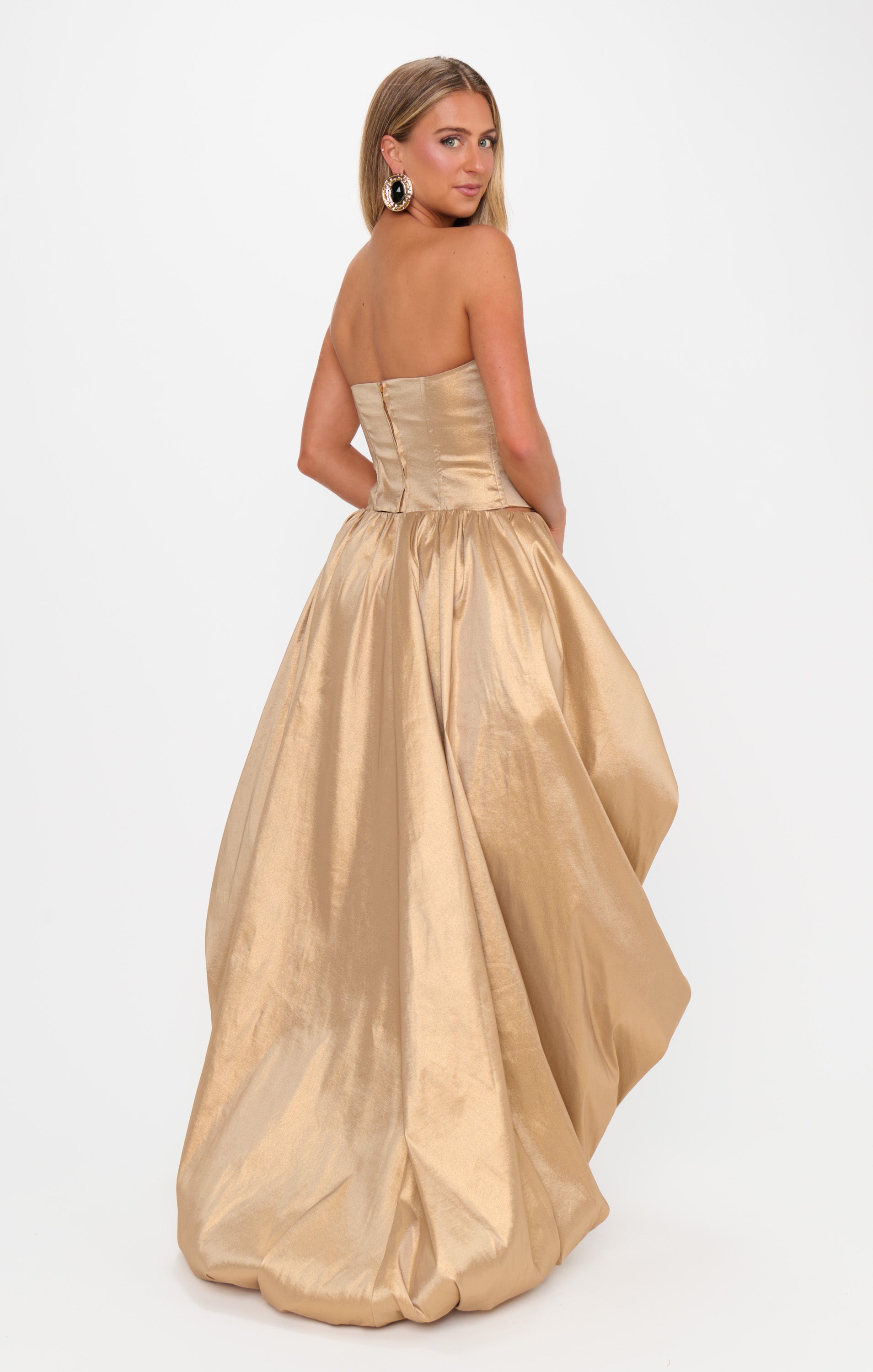 mofu❁﻿mofu Tatum Maxi Skirt ~ Gold Metallic Taffeta – Show Me Your Mumu