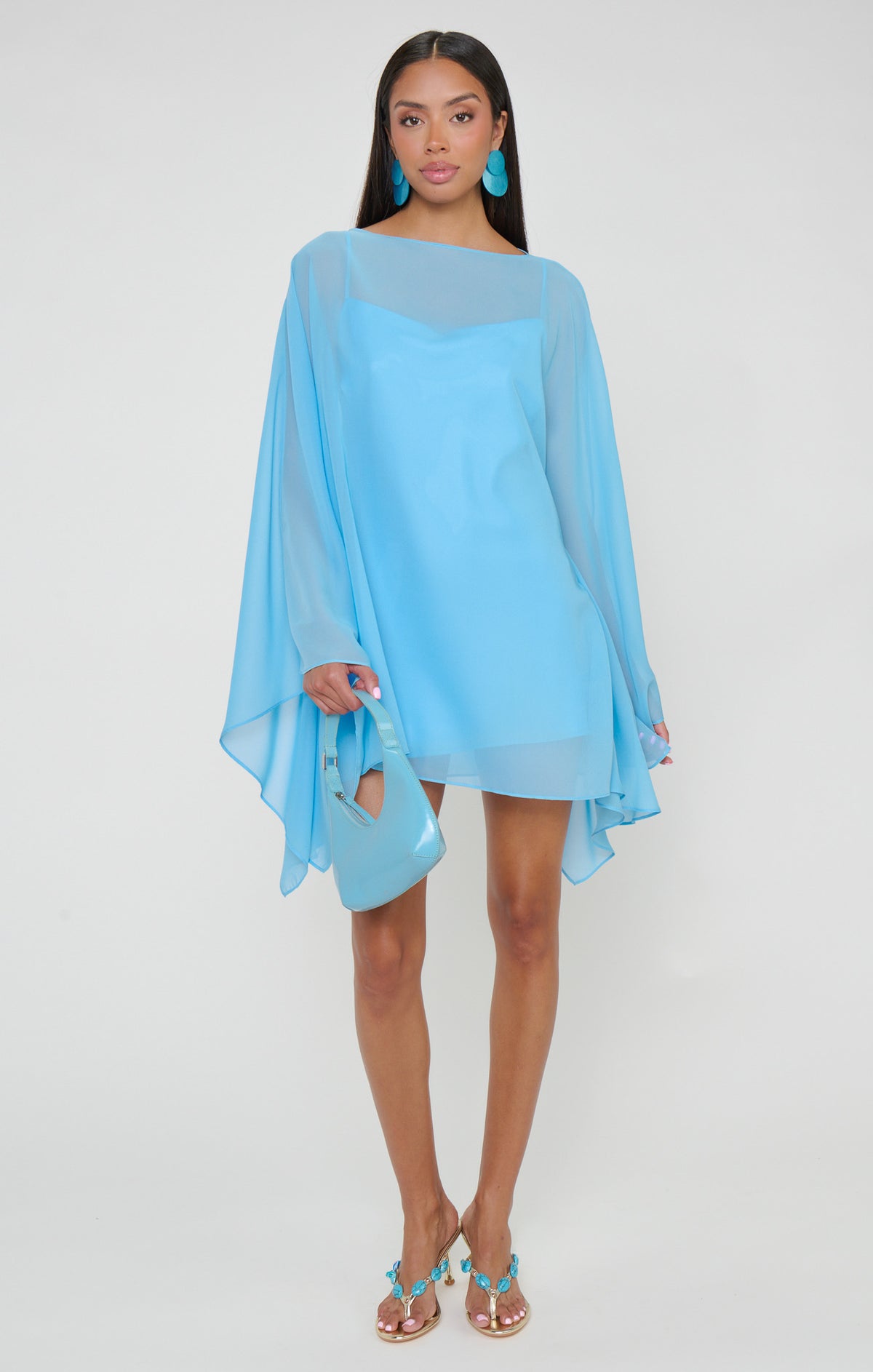 Olsen Mini Dress, in Baby Blue Chiffon | Show Me Your Mumu