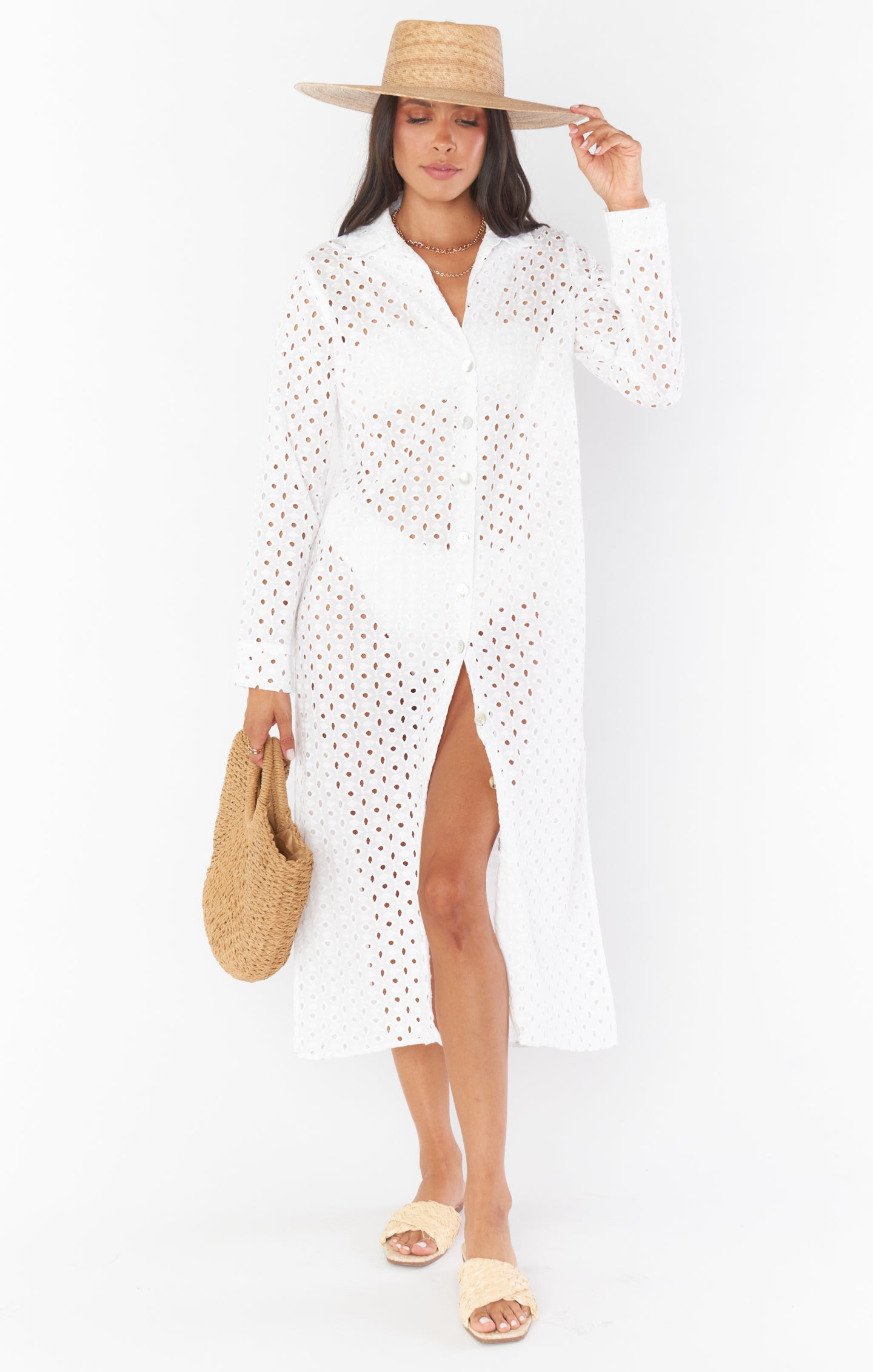 Dayton Button Down Midi Dress ~ White Eyelet  Show Me Your Mumu