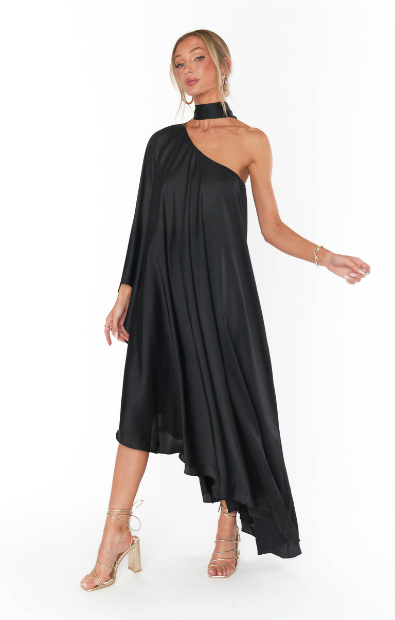 show me your mumu one shoulder dress Shannon One Shoulder Dress, in Black Chiffon | Show Me Your Mumu