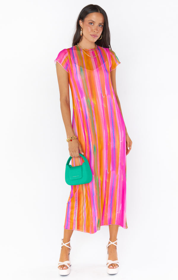 Molly Midi Dress ~ Sunrise Stripe Mesh – Show Me Your Mumu