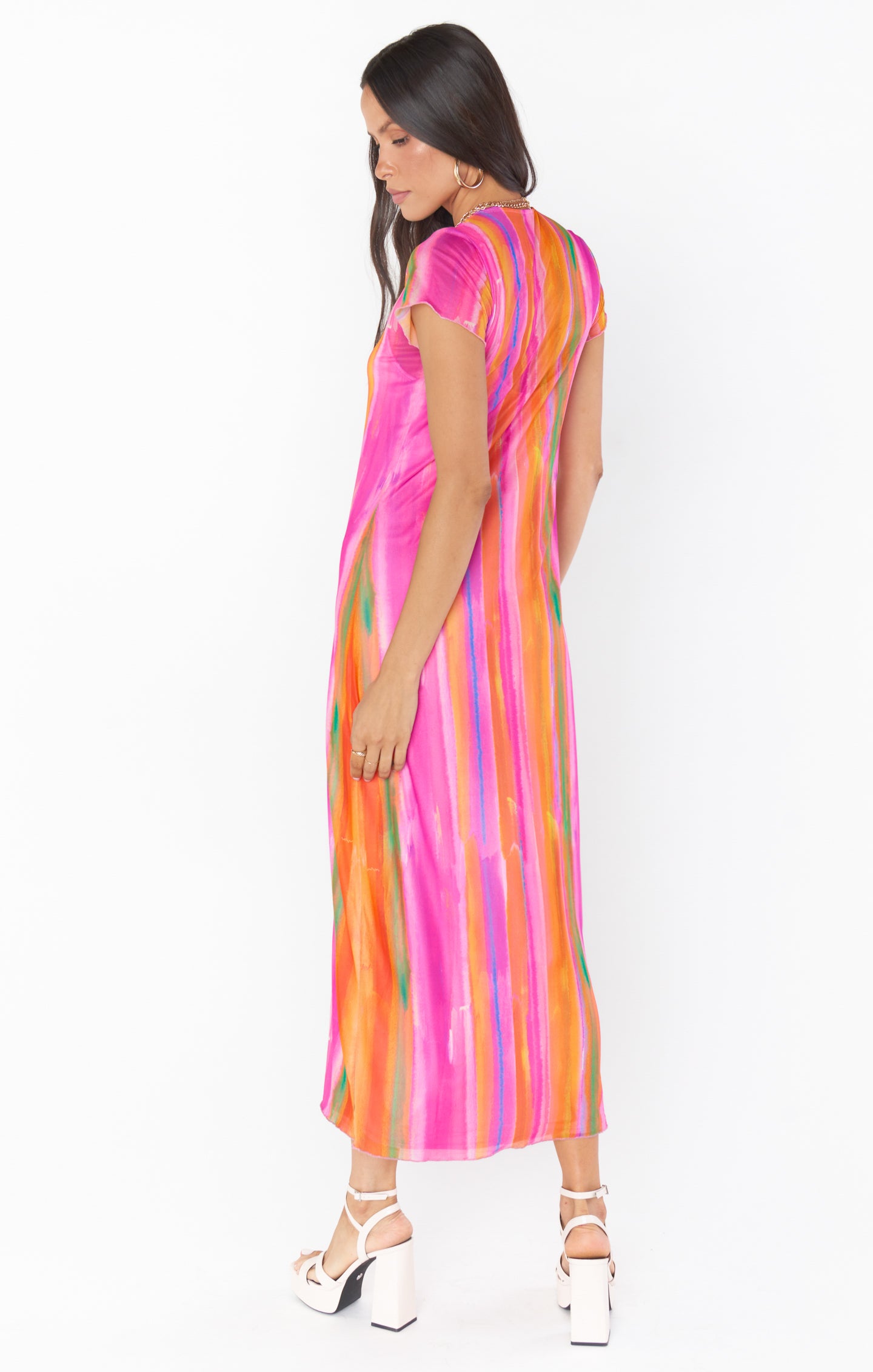 Molly Midi Dress ~ Sunrise Stripe Mesh – Show Me Your Mumu