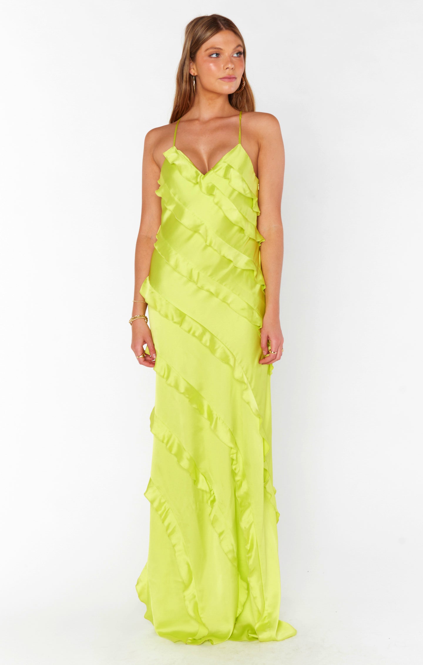 Romance Ruffle Dress ~ Citrine Luxe Satin – Show Me Your Mumu