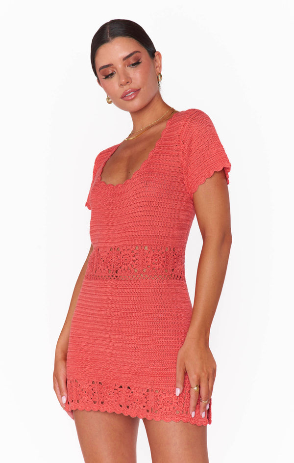 Destination Mini Dress ~ Coral Crochet – Show Me Your Mumu