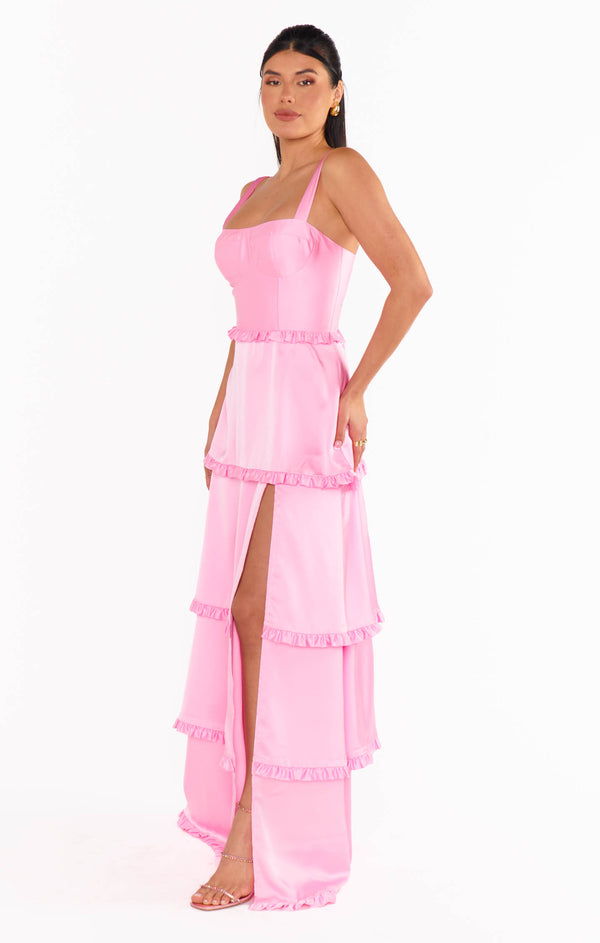 Lady Corset Dress Pink Luxe Satin Show Me Your Mumu