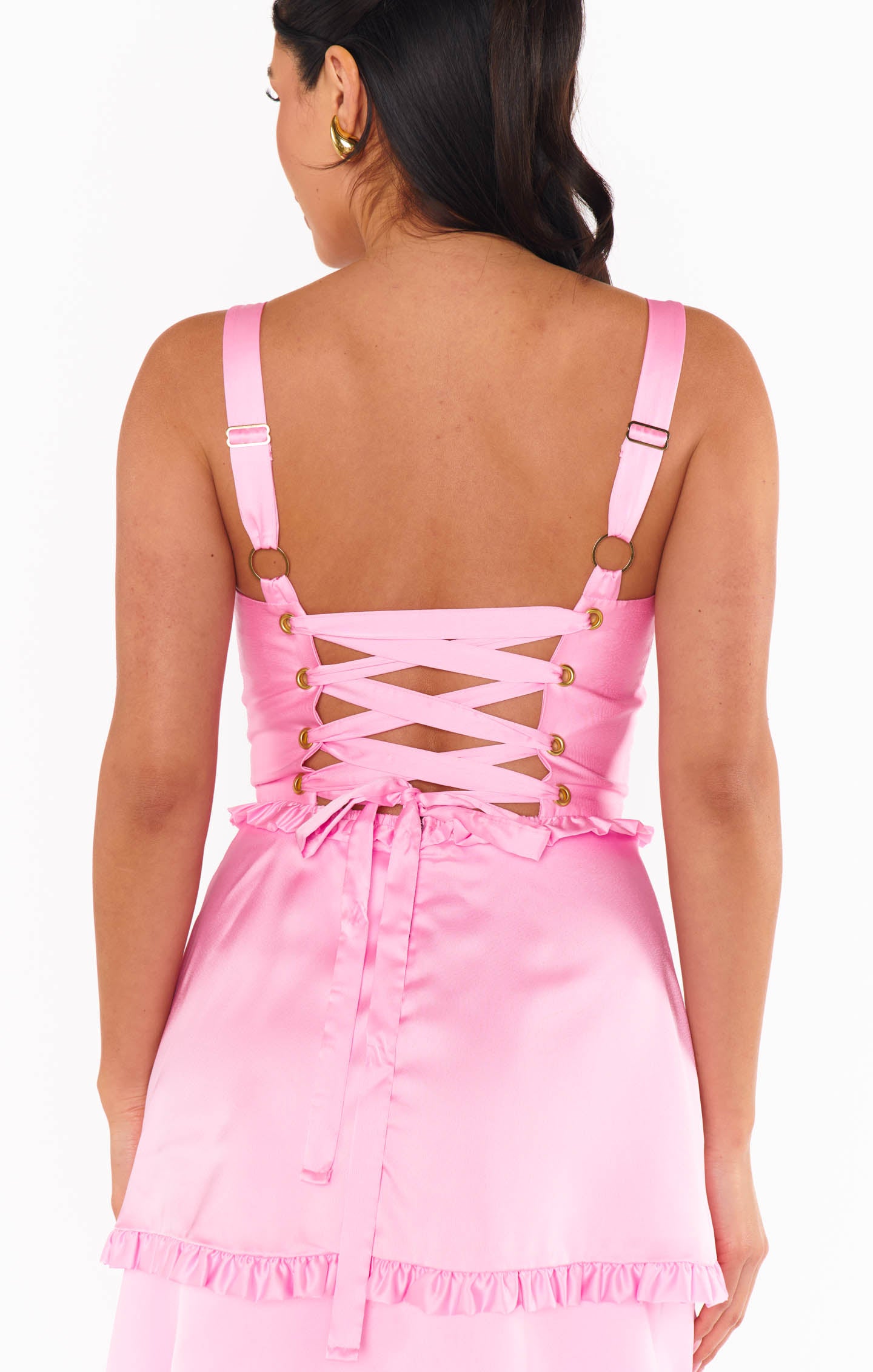 Lady Corset Dress ~ Pink Luxe Satin