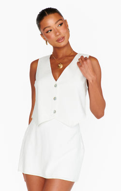 Vicky Vest Top ~ White Linen