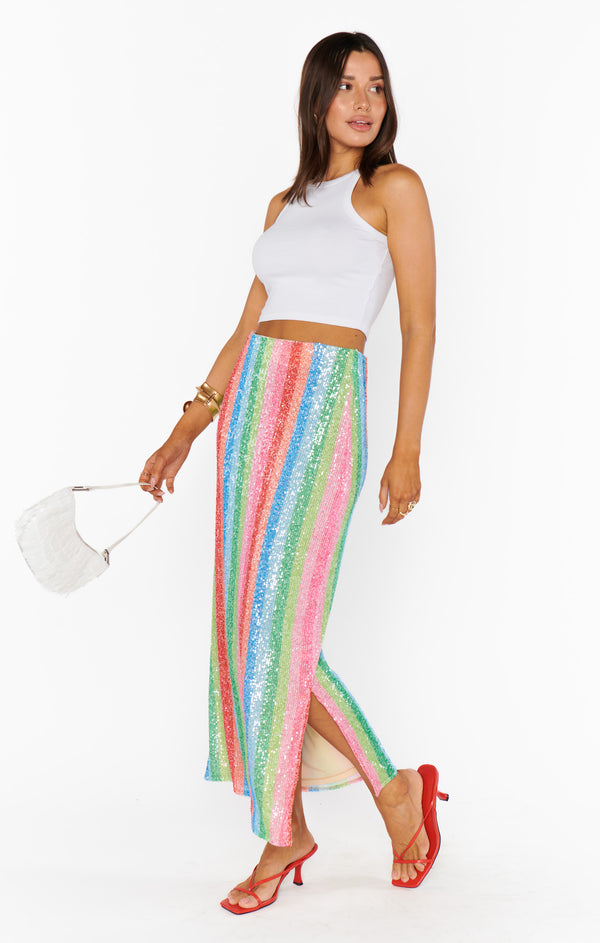 Sunlight Midi Skirt ~ Bright Stripe Sequins – Show Me Your Mumu