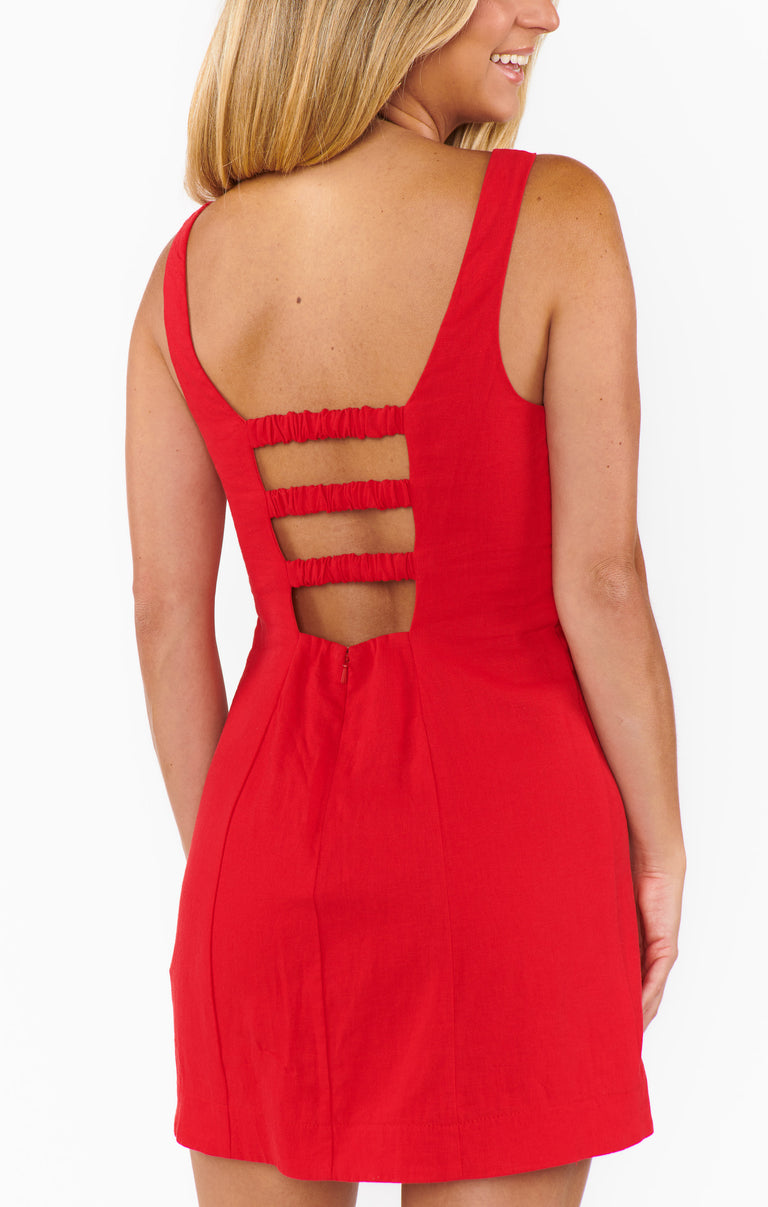 show me your mumu red dress Taylor Tube Mini Dress