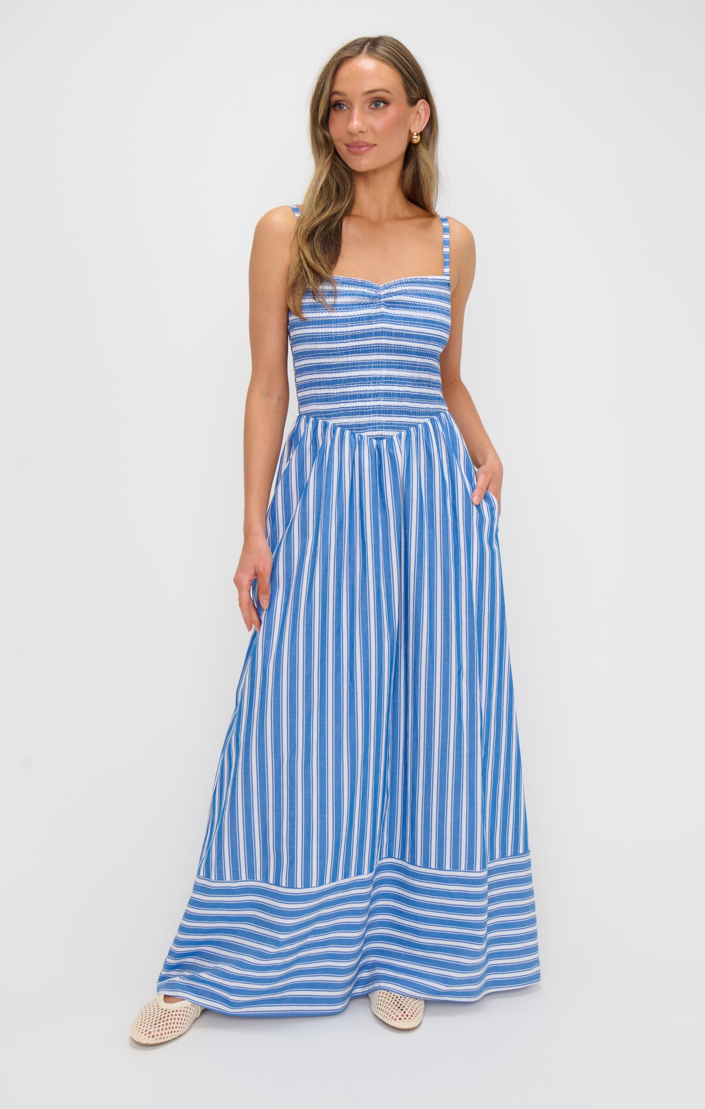 Dixie Maxi Dress ~ Coastal Blue Stripe Show Me Your Mumu Dixie Maxi Dress ~ Coastal Blue Stripe Show Me Your Mumu