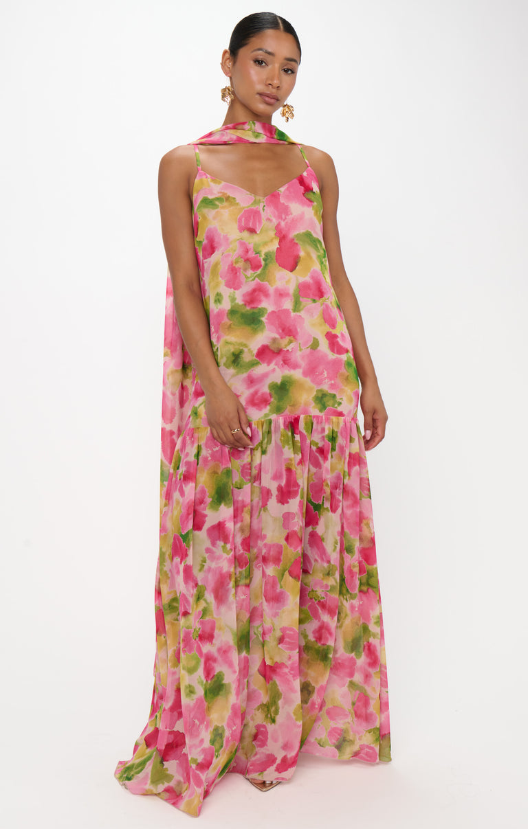 Dalia Maxi Dress ~ Watercolor Floral Chiffon – Show Me Your Mumu