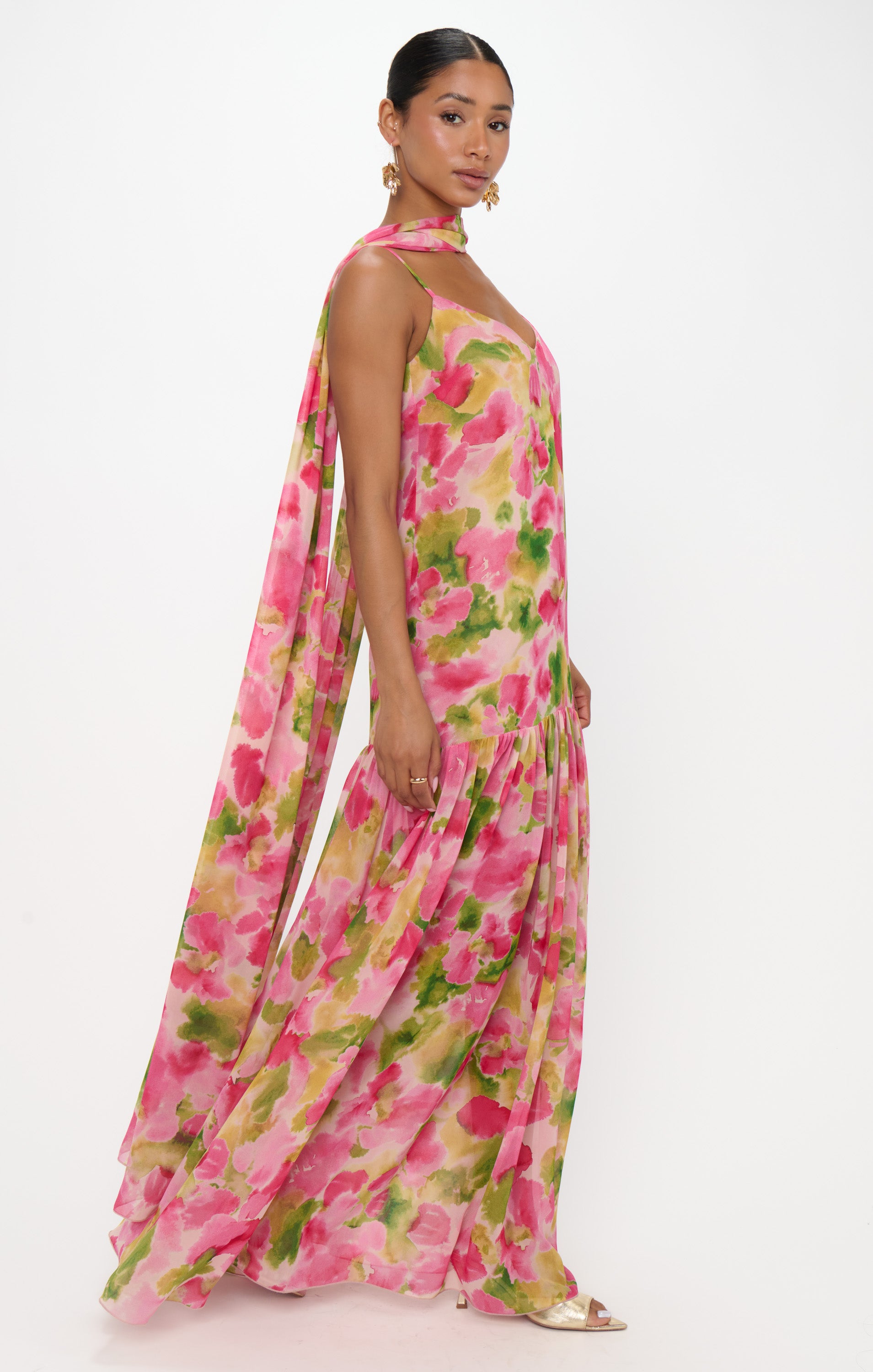 Dalia Maxi Dress, in Watercolor Floral Chiffon | Show Me Your Mumu