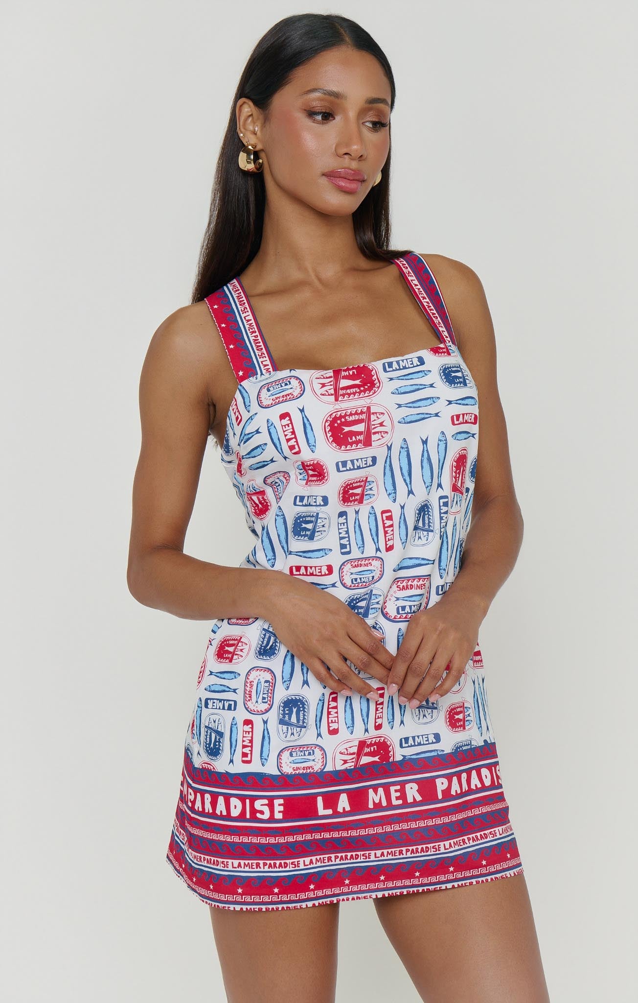 sardine linen dress Little Sardine Linen Novelty Print Mini Dress  VICI