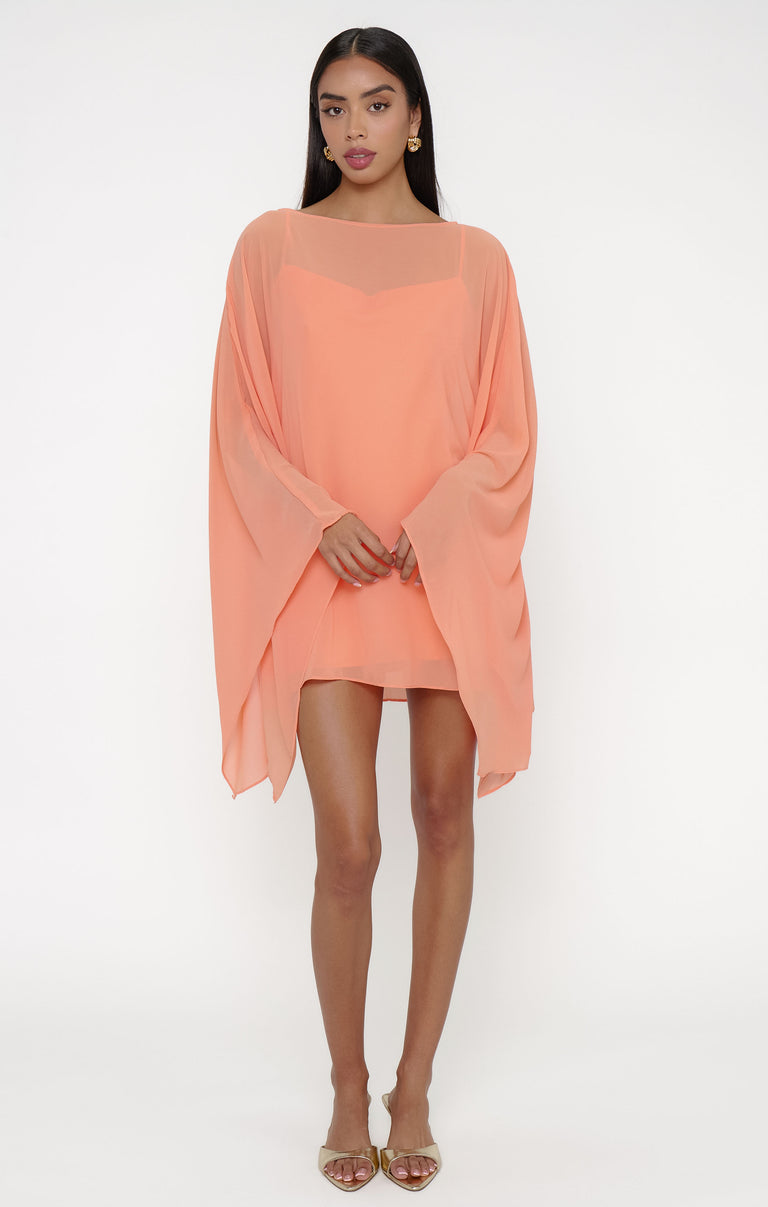 Olsen Mini Dress, in Cantaloupe Chiffon, Size: XL | Show Me Your Mumu