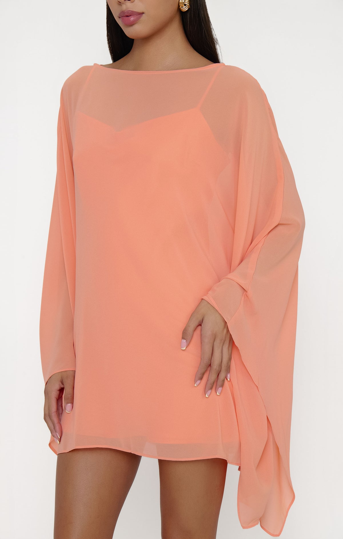 chiffon sleeves for under dresses Olsen Mini Dress, in Cantaloupe | Show Me Your Mumu Prom Dresses little pumpkin one Size:(FR)40 Vintamour Elegant Navy Blue
