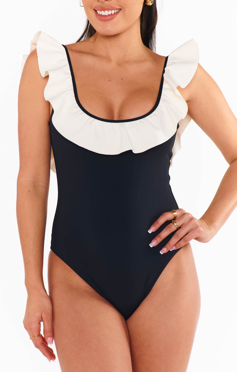 Ritz One Piece ~ White Black Colorblock
