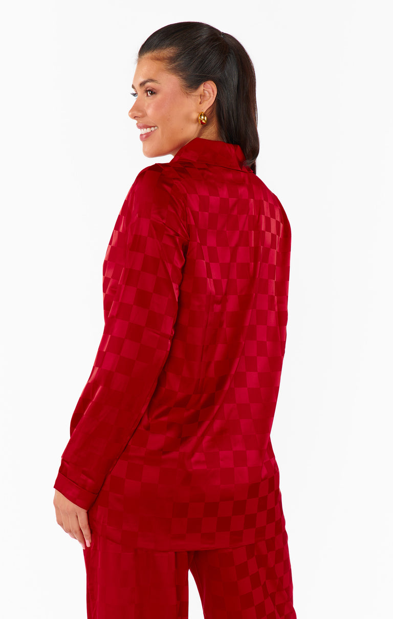 Felix Blazer ~ Red Checkerboard Satin – Show Me Your Mumu