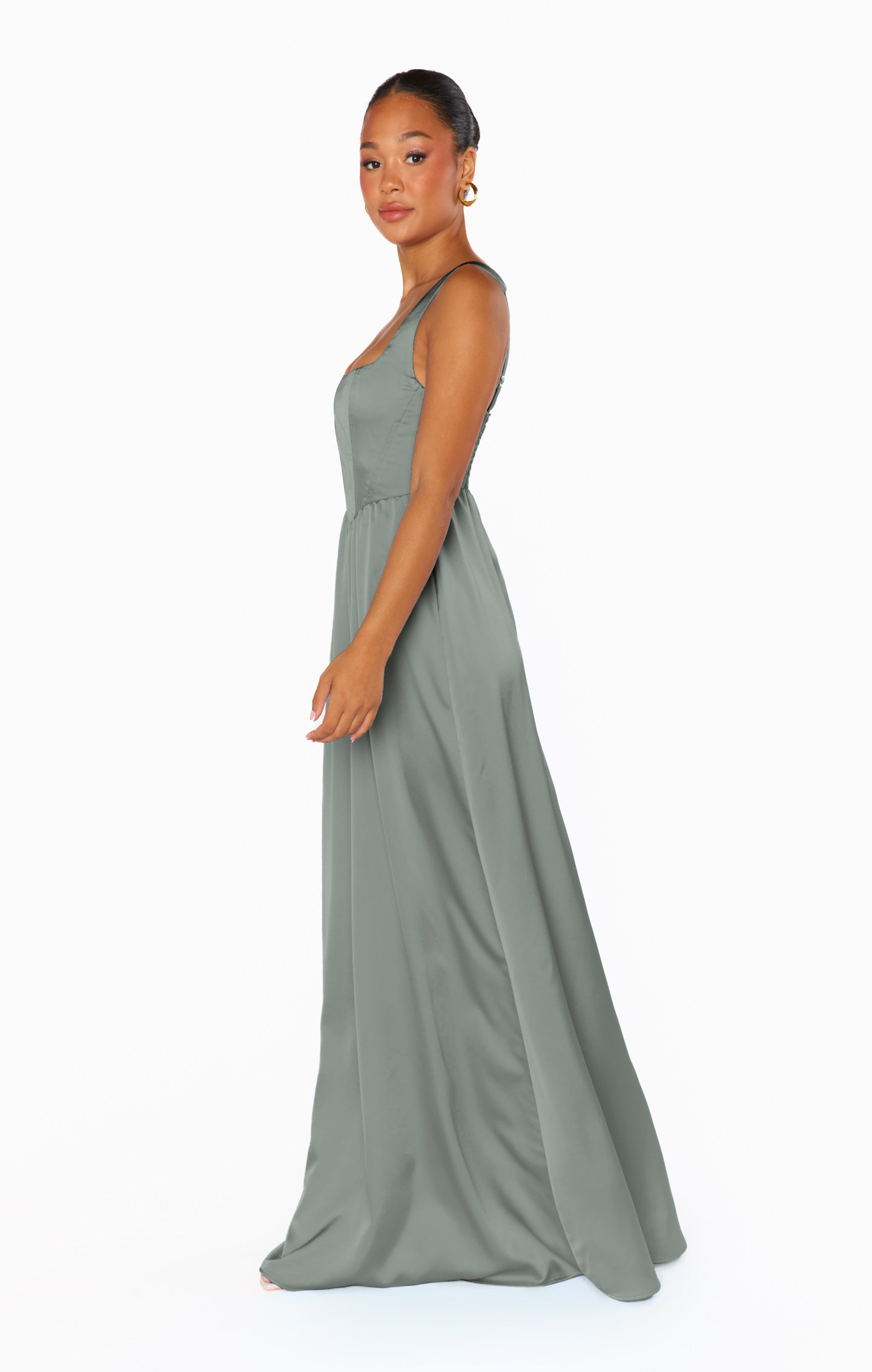Nina Maxi Dress ~ Deep Sage Luxe Satin  Show Me Your Mumu
